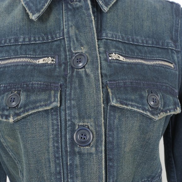 Habitual Denim Moto Style Button Up Size 4 Blue Jean Jacket - Picture 4 of 10